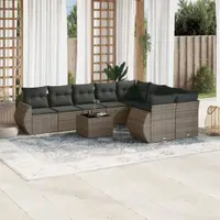Gossi set mobilier de gradina cu perne, 10 piese, gri, poliratan
