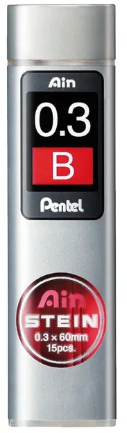 Mine grafit Pentel - Ain Stein - B, 0.3 mm, 15 bucati