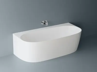 Cada freestanding ovala, compozit alb lucios, 180x86x58 cm, Foglia Versailles