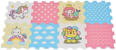 Puzzle cu podea moale cu imprimeu Moni Toys - Safari, 8 piese