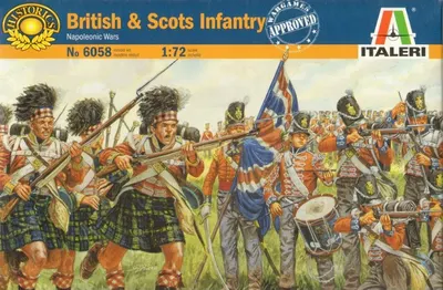 Figurine pentru hobby Italeri Militare: Soldați - Infanterie britanică și scoțiană, războaiele napoleoniene, 50 de figurine