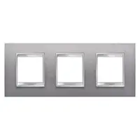 Placa ornament CProiector HORUS LUX international - IN METAL - 2+2+2 modul HORIZONTAL - BRUSHED STAINLESS STEEL - CProiector HORUS