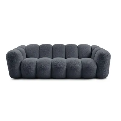 Canapea gri închis cu tapițerie din țesătură bouclé 232 cm Hippolyte – Bobochic Paris