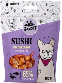 Recompense pentru caini Mr. Bandit SUSHI, rata si peste, 80g