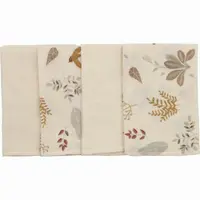Set 4 lavete din muselina Bubaba Beige Leafs 40x40 cm
