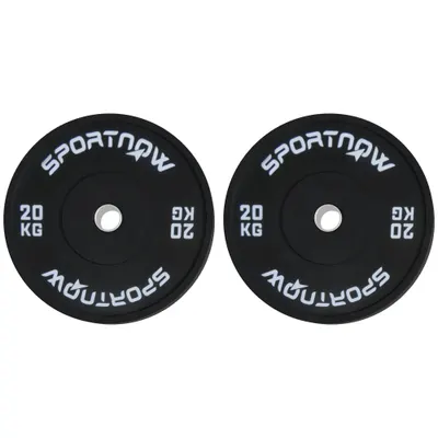 SPORTNOW Set 2 Placi Greutati Olimpice 20 kg Cauciuc pentru Haltere Orificiu 5 cm Acasa Sala | Aosom Romania