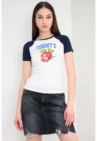 Tricou slim fit cu logo si imprimeu grafic - Bleumarin stins/Alb antichizat