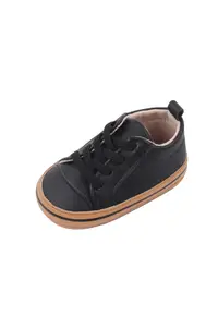 Pantofi Cu Margini Maro - Elegant - Piele ecologica - Baieti - Siret - Negru