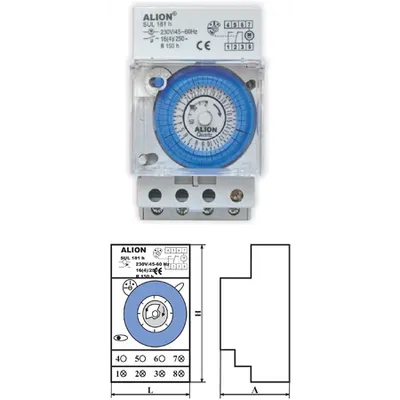 Ceas programator analogic, zilnic, SINA DIN MECANIC+MEM.ALION
