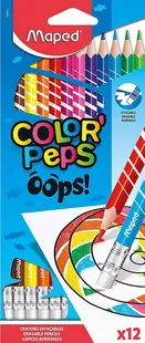 Set creioane Maped Color Peps Oops - 12 culori, care se sterg