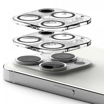 Folie de protectie Camera Spate Ringke pentru Apple iPhone 15 Pro Max, Sticla Securizata, Set 2 bucati, Transparenta