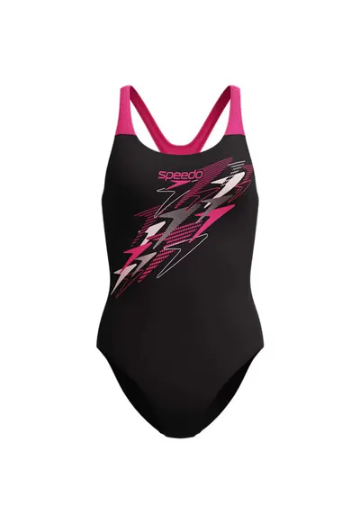 Costum inot femei Medley Logo Medalist negru/roz – Endurance+ - rezistent la clor - Negru | Roz