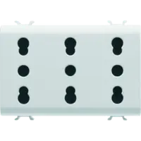 Italian Standard Triple Priza 250v Ac - 3x2p+e 16a Dual Amperage - P11-P17 - 3 Modules - White - Chorus