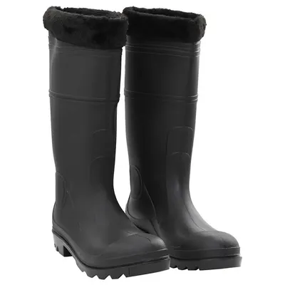 vidaXL Cizme de ploaie cu șosete detașabile, negru, mărime 45, PVC