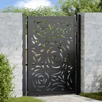 vidaXL Poartă de grădină neagră 100x125 cm, oțel, design cu flacără