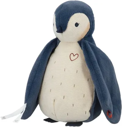 Jucărie de pluș cu zgomot alb Kaloo - Pinguin, albastru, 25 cm