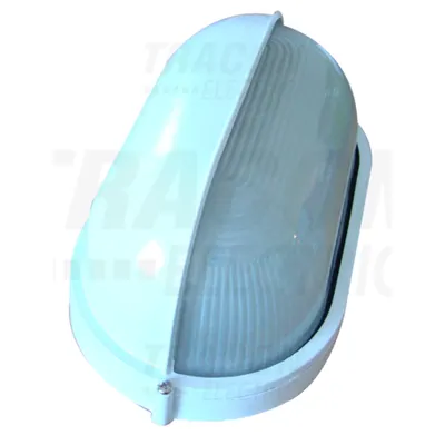 Corp iluminat metalic protejat,oval,alb, acoperit orizontal TLH-14FW 230V, 50Hz, E27, max.100W, IP44, EEI=A++,A+,A,B,C,D,E