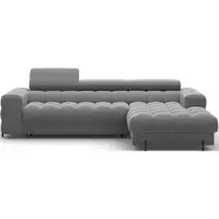 Colțar taupe extensibil/cu spațiu de depozitare cu tapițerie din catifea (cu colț pe partea dreaptă/cu șezlong) Felro – ELTAP
