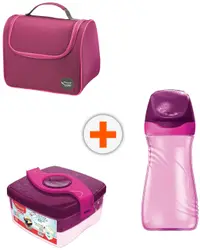 Set Maped Picnik Origin -Roz, geantă termică, sticlă de apă și cutie de prânz