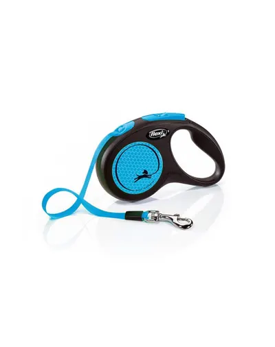 FLEXI New Neon lesa automata pentru caini, albastru, marimea S, 5 m