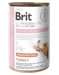 BRIT Veterinary Diet Dog Hypoallergenic Monoprotein Turkey 400g hrană pentru câini cu alergii și probleme dermatologice