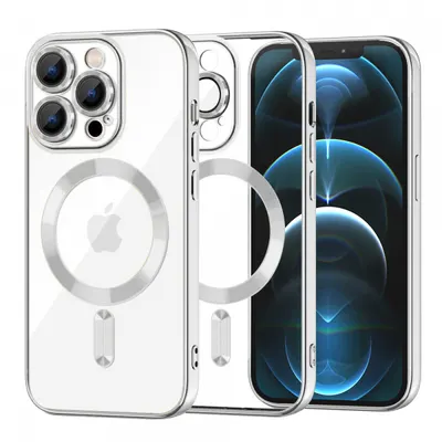 Husa MagSafe pentru Apple iPhone 12 Pro Max, Techsuit, Luxury Crystal, Argintie