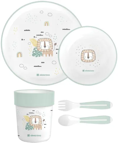 Set de masă din plastic KikkaBoo - Savanna, verde
