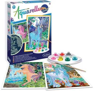 Set de colorat cu acuarele Sentosphere Aquarellum Phospho - Unicorni