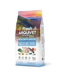 Hrana semiumeda ARQUIVET Fresh Senior Light pentru caine senior 10 kg curcan si peste alb