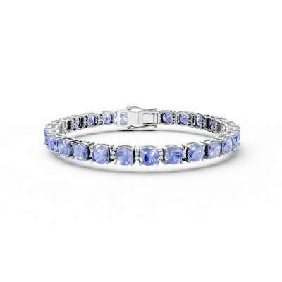 Bratara tennis din aur alb cu tanzanite cushion de 21.94ct si diamante de 0.43ct