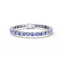 Bratara tennis din aur alb cu tanzanite cushion de 21.94ct si diamante de 0.43ct