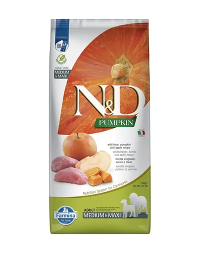 FARMINA N&D Pumpkin Adult Medium & Maxi Hrana uscata caini talie medie si mare, cu mistret si mar 12 kg