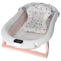 Cadita pliabila pentru bebelusi KidsCare Roz cu suport metalic, termometru, perna reductor, jucarii, protectie cap, cana pliabila