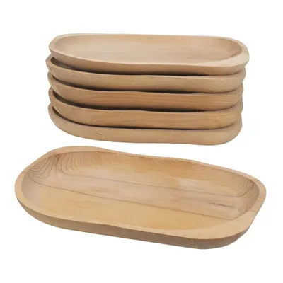 Farfurii Ovale Mari, Lemn de Fag, 30 x 24 cm, 6 Bucati