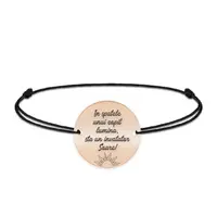 Discipulus - Bratara personalizata snur invatatoare din argint 925 placat cu aur roz