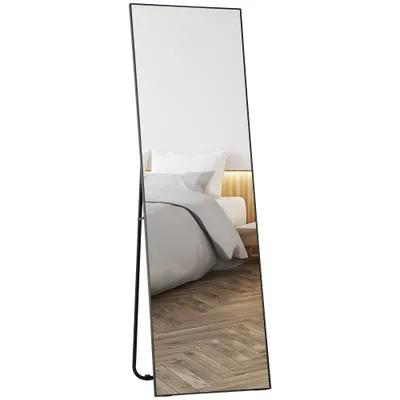 HOMCOM Oglindă de Podea Corp Întreg Autoportantă sau de Perete 50x160 cm Neagră | Aosom Romania