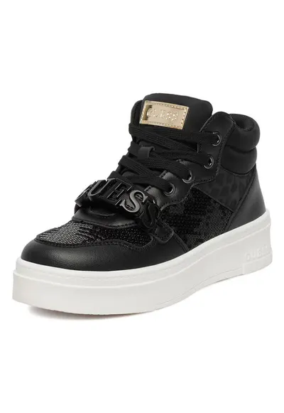 Pantofi sport pentru fete - piele ecologica - fermoar - negru - material textil