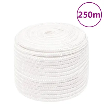 vidaXL Frânghie de barcă, alb complet, 12 mm, 250 m, polipropilenă