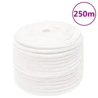 vidaXL Frânghie de barcă, alb complet, 12 mm, 250 m, polipropilenă