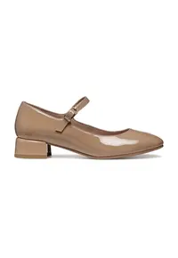 Pantofi Mary Jane din piele lacuita - Bej inchis