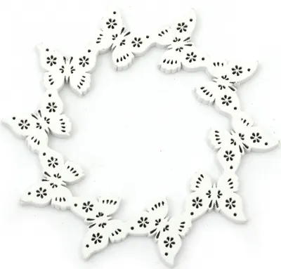 Accesoriu decorativ Em Art - Coroană cu fluturi, 10 x 0.5 cm, alb (1 buc.)