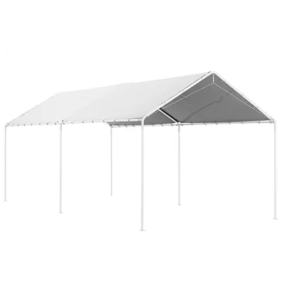 Outsunny Acoperiș pentru Carport 10 x 20 ft, Prelată de Schimb Rezistentă la UV cu Corzi Elastice, Albă | Aosom Romania