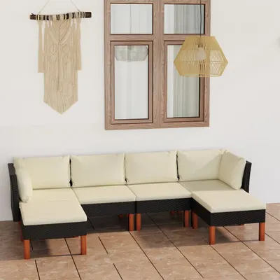 Gossi set mobilier de gradina cu perne, 6 piese, negru, poliratan