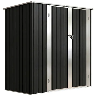Outsunny Șopron Metalic Exterior pentru Grădină 1,37 m² 163x89x163 cm cu Acoperiș Înclinat, Uși cu Bolt și Mănuși, Gri | Aosom Romania