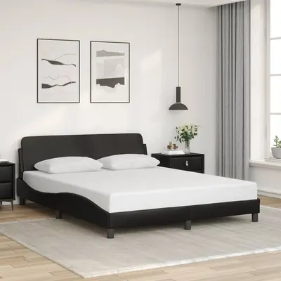 vidaXL Cadru de pat, Dover, negru, 160x200 cm, piele ecologică