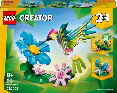 Constructor LEGO Creator 3 în 1 - Animale sălbatice: Colibri colorat (31384)