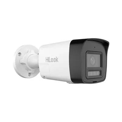 Camera supraveghere IP exterior Hikvision HiLook Smart Hybrid Light IPC-B140HA-LUFC/SL, 4MP, 2.8 mm, IR/lumina alba 20 m, slot card, microfon, PoE