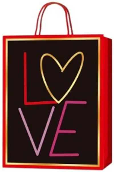 Pungă cadou Love - 18 х 23 х 8 cm, negru