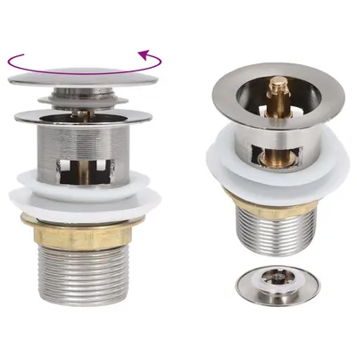 vidaXL Ventil scurgere push funcție de preaplin argintiu 6,4x6,4x9,1cm
