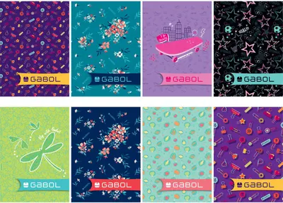 Set de 10 caiete Gabol - A5, 56 coli, randuri late, pentru fete, sortiment